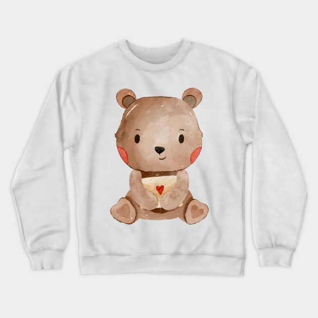 Cute Valentines Day Teddy Bear Crewneck Sweatshirt by MutchiDesign